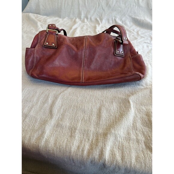 Fossil Red Leather Bag Shoulder Tote Satchel Handbag Pockets - Picture 3 of 11